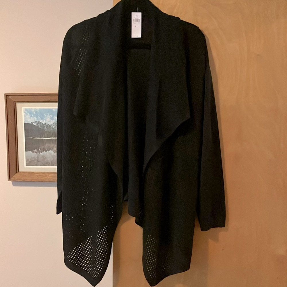 BNWT Ann Taylor Black open front cardigan with shawl collar Elegant -Size XL